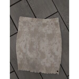 Roxy Womens Ribbed Knit Tie Dye Mini Skirt Cream Tan Lettuce Edge Size Medium